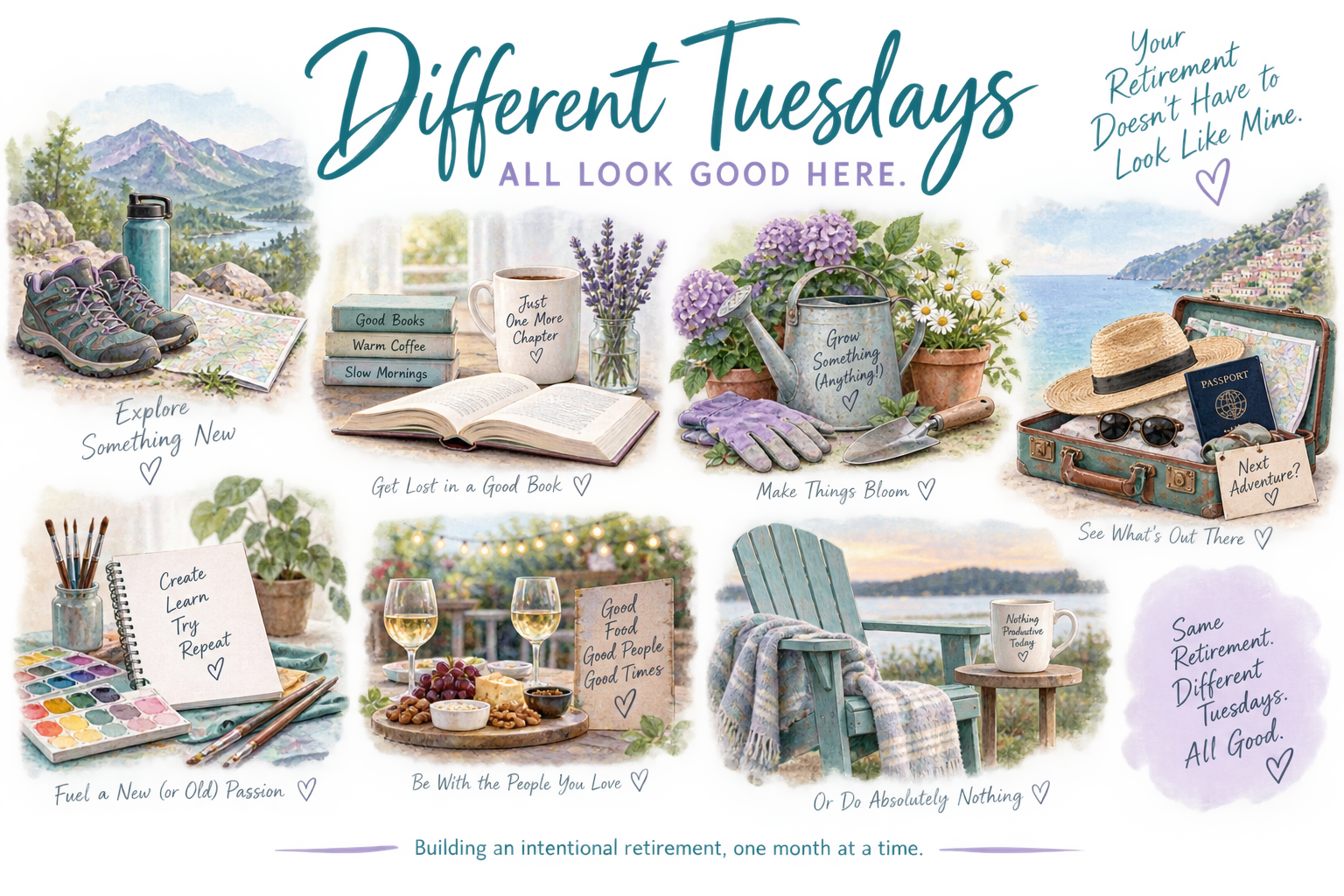 Two different examples of what a good Tuesday in retirement might look like