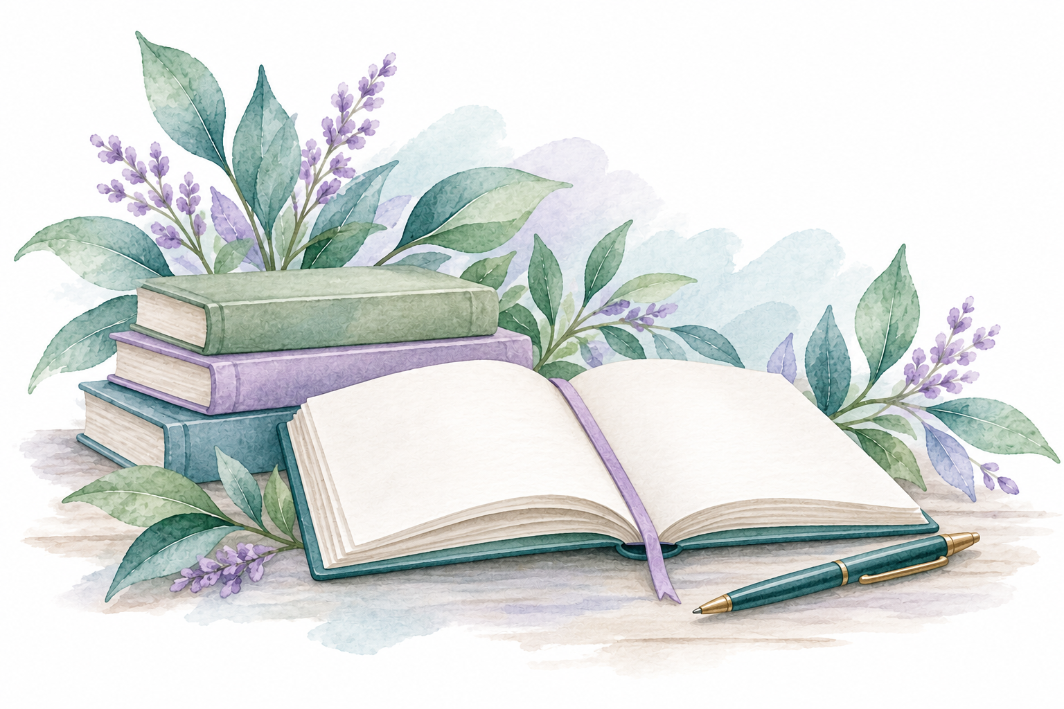 Books, journal and pen representing Quitired resources